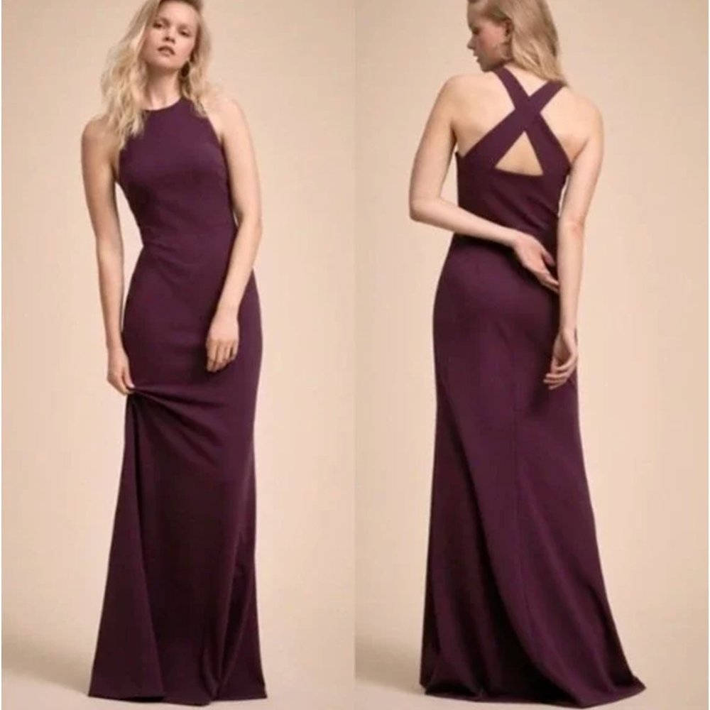 BHLDN Plum Purple Crisscross Back Wedding Dress